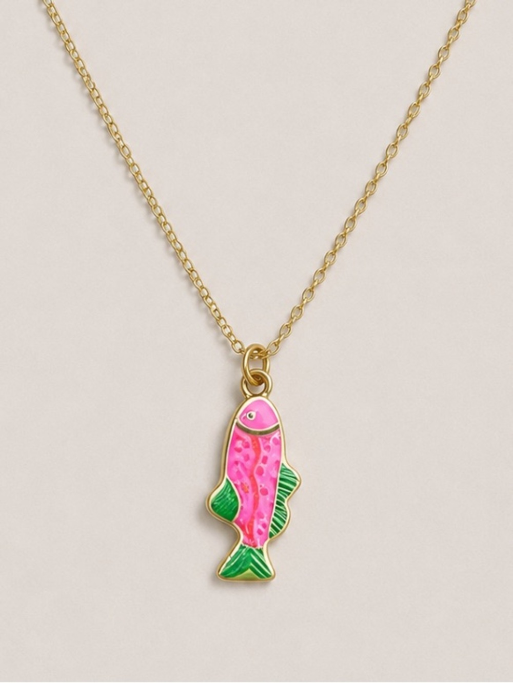 New! Coastal Pink Petite Fish Necklace NWOT 5072